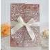 Marriage Invitation Card With Ribbon Bow Laser Cut Glitter Paper Wedding Supplies
